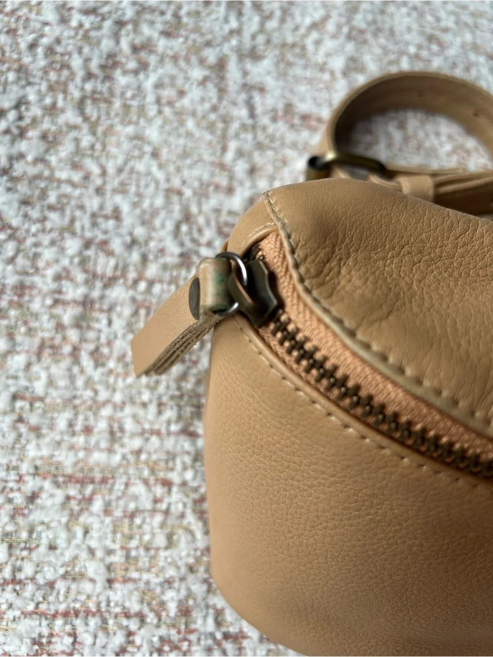 Mandrn Remy Leather Crossbody Belt Bag in Sand